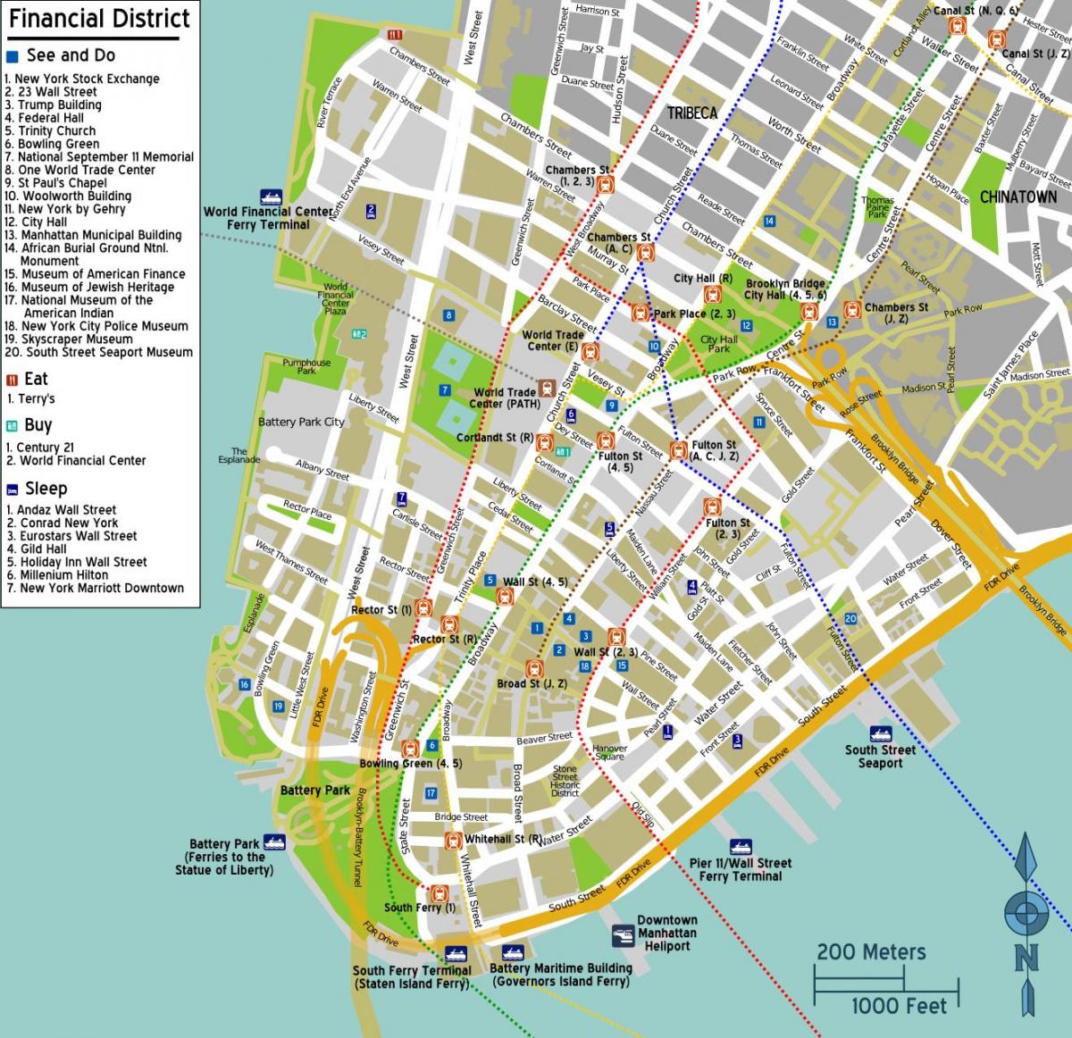 מפה של מרכז העיר מנהטן ניו יורק