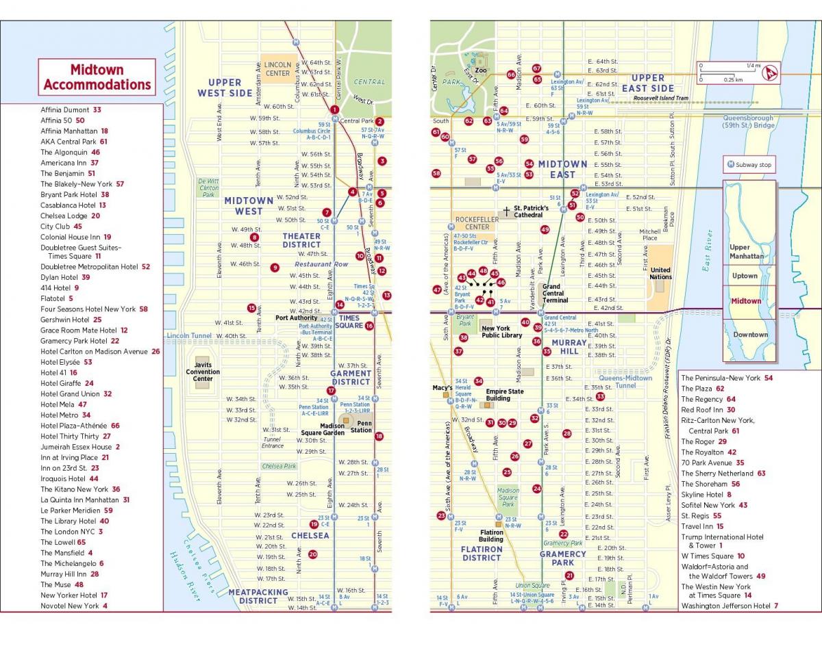 להדפסה הליכה מפה של מרכז העיר מנהטן.
