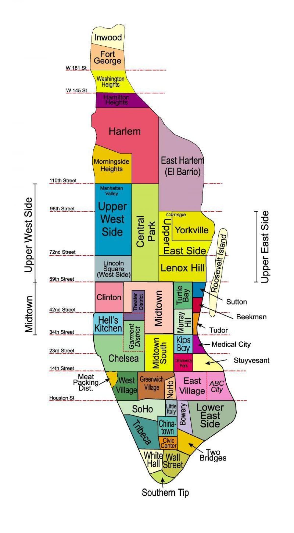 הדפסת המפה של מנהטן שכונות