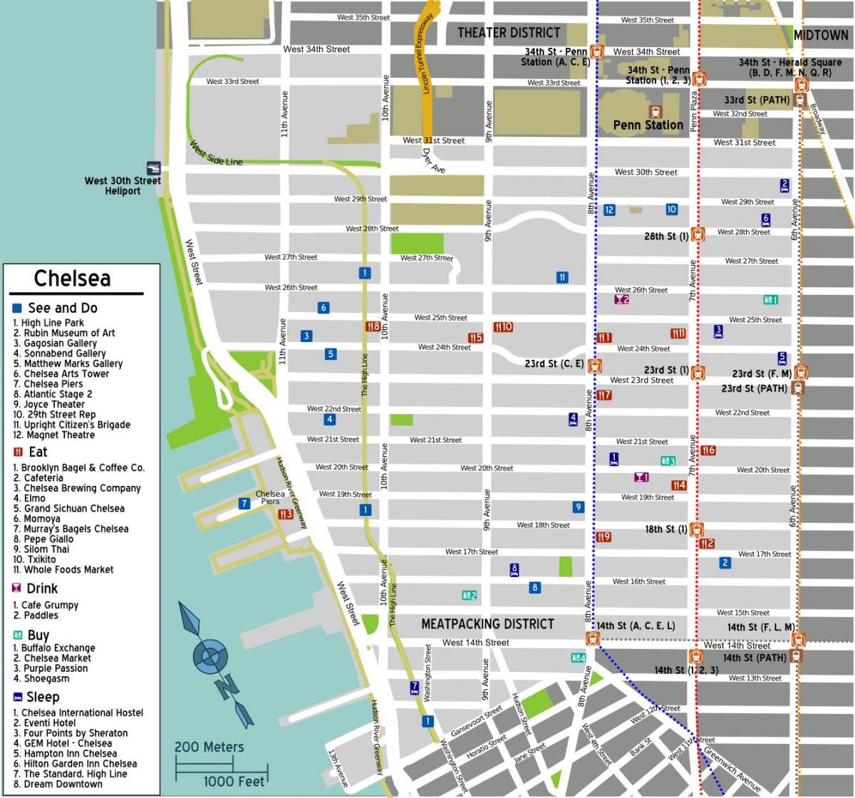 מפה של צ ' לסי במנהטן.